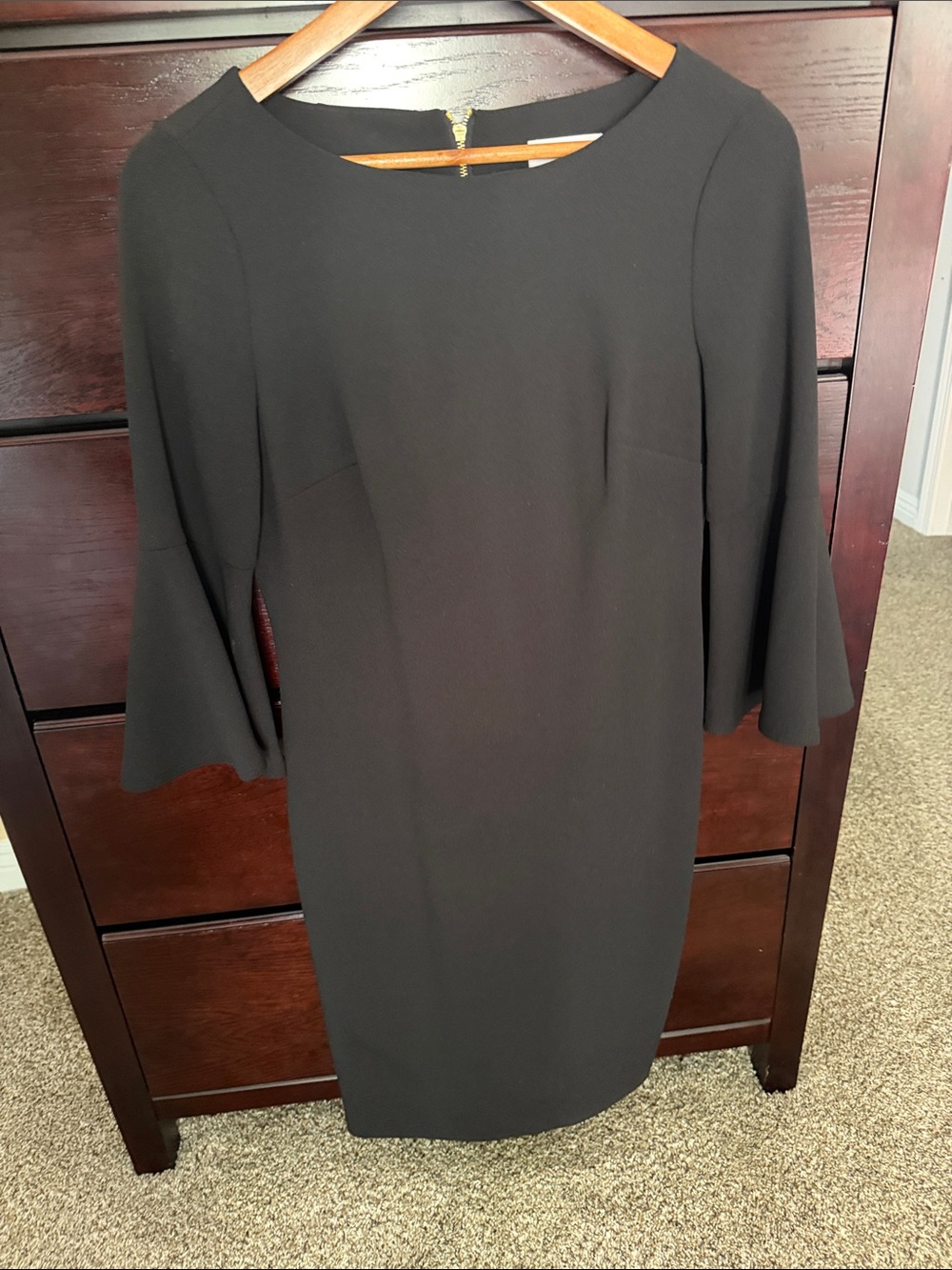 Calvin Klein Black Bell-Sleeve Sheath Dress